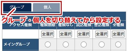 権限の設定